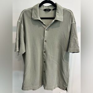 Professional Athletes Weatherproof Short Sleeve Button-Up Shirt Green- Size L